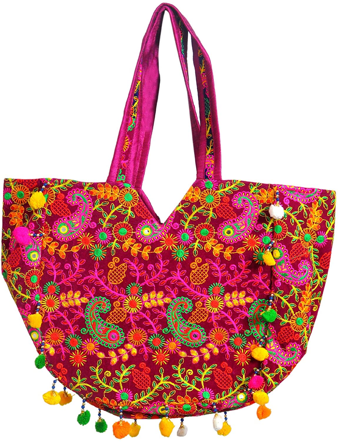 Price:$24.11 Great gift for wife - Handcrafted Gujarati velvet embroidered shoulder bag by Indian artisans - Mother's Day Collection 2020  Handbags   