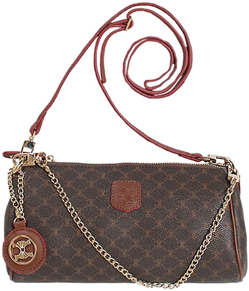 Price:$79.90 Leather Accents Crossbody Mini Bag (brown)  Handbags   