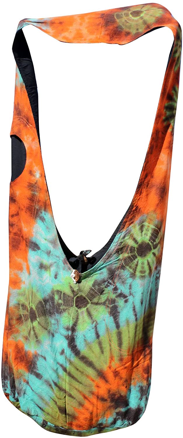 Price:$14.96    Full Funk Brand Reversible Yaam Cotton Shoulder Bag Tie Dye and Plain Cotton, X-Large, Tie Dye - Green Brown  Clothing