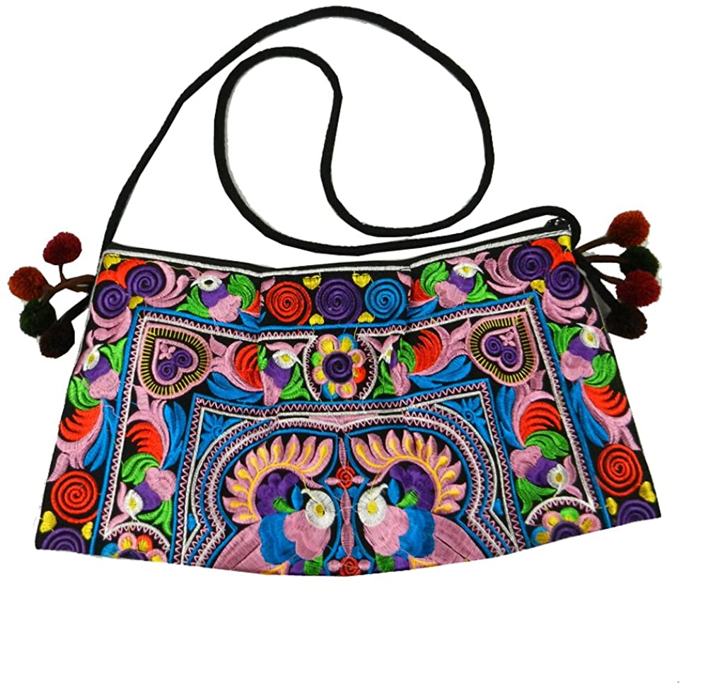 Price:$13.99 BTP! HMONG Bag Swingpack Hill Tribe Ethnic Embroidered Sling Crossbody Shoulder Purse Multicolor HMSP3  Handbags   