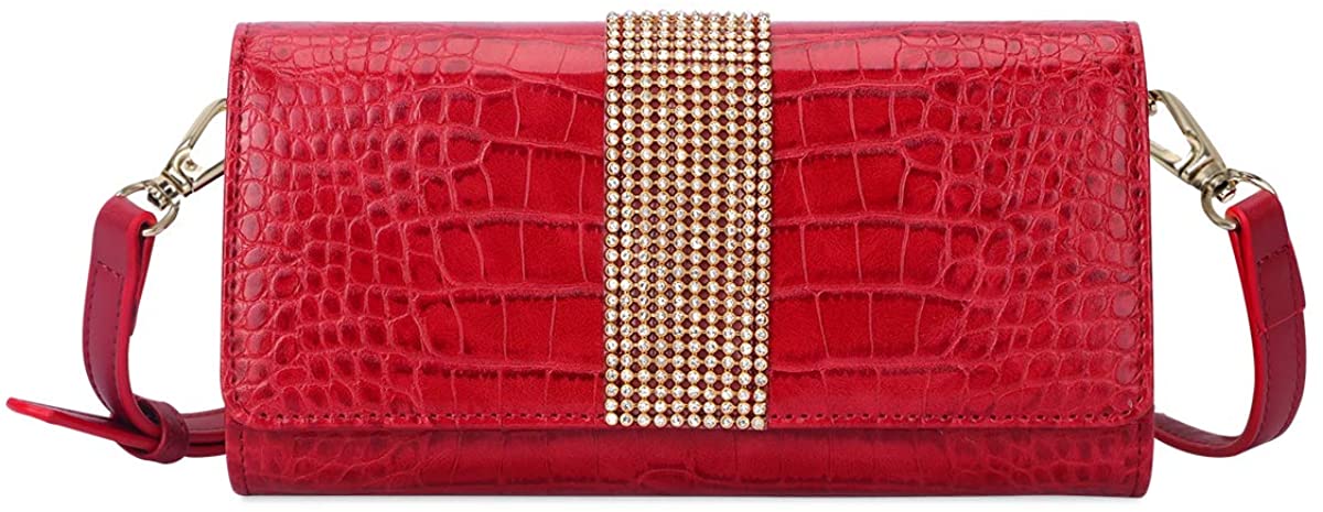 Price:$20.69    FYY Women Wristlet Clutch Bag, Handmade Leather Small Crossbody Purse Cellphone Wallet with Card Slots and Adjustable Shoulder Strap Red  Clothing
