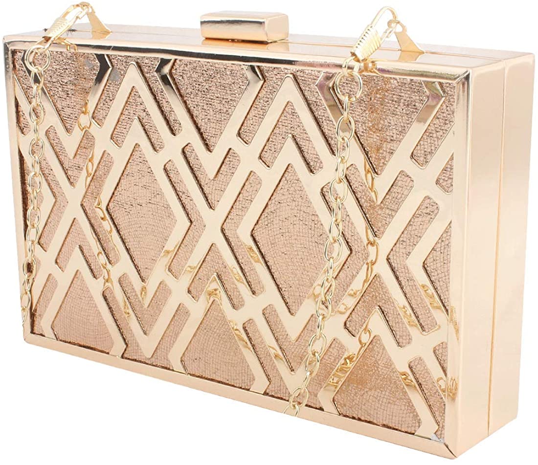 Price:$23.99 LETODE Women Evening Bags Metal Hollow Designer Wedding Party Clutch Purse crossbody bag, shoulder bags (6075-2-Champagne)  Handbags   