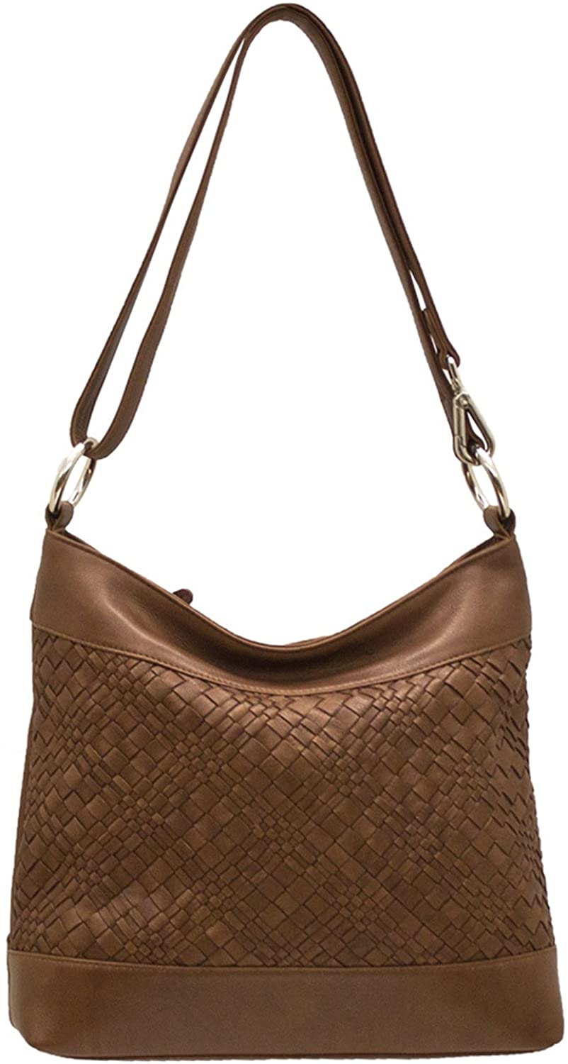 Price:$129.95    ili Leather 6874 Hand Woven Handbag (Toffee)  Clothing