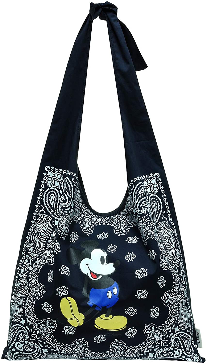 Price:$43.99 A220.Disney Mickey Mouse Women Cotton Fabric Bandana Shoulder Bag (01_Navy)  Handbags   