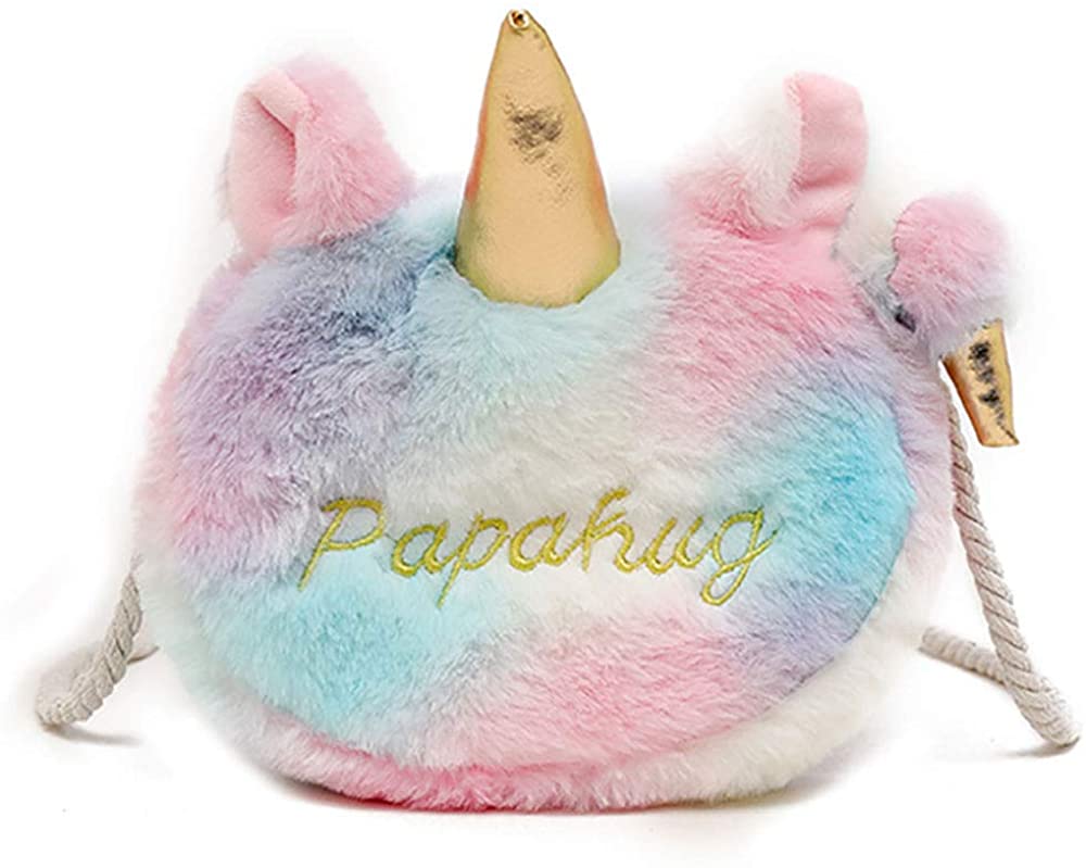 Price:$8.81 HIKEL Plush Unicorn Small Round Bag Crossbody Bag Trend Fashion Shoulder Bag for Womens, Travel Leisure Bag Lady Bags  Handbags   