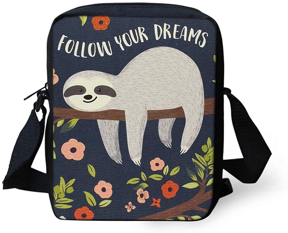 Price:$7.99    Belidome Sloth Lay Tree Mini Messneger Bag Shoulder for Kids Women Girls, Follow Your Dreams  Clothing