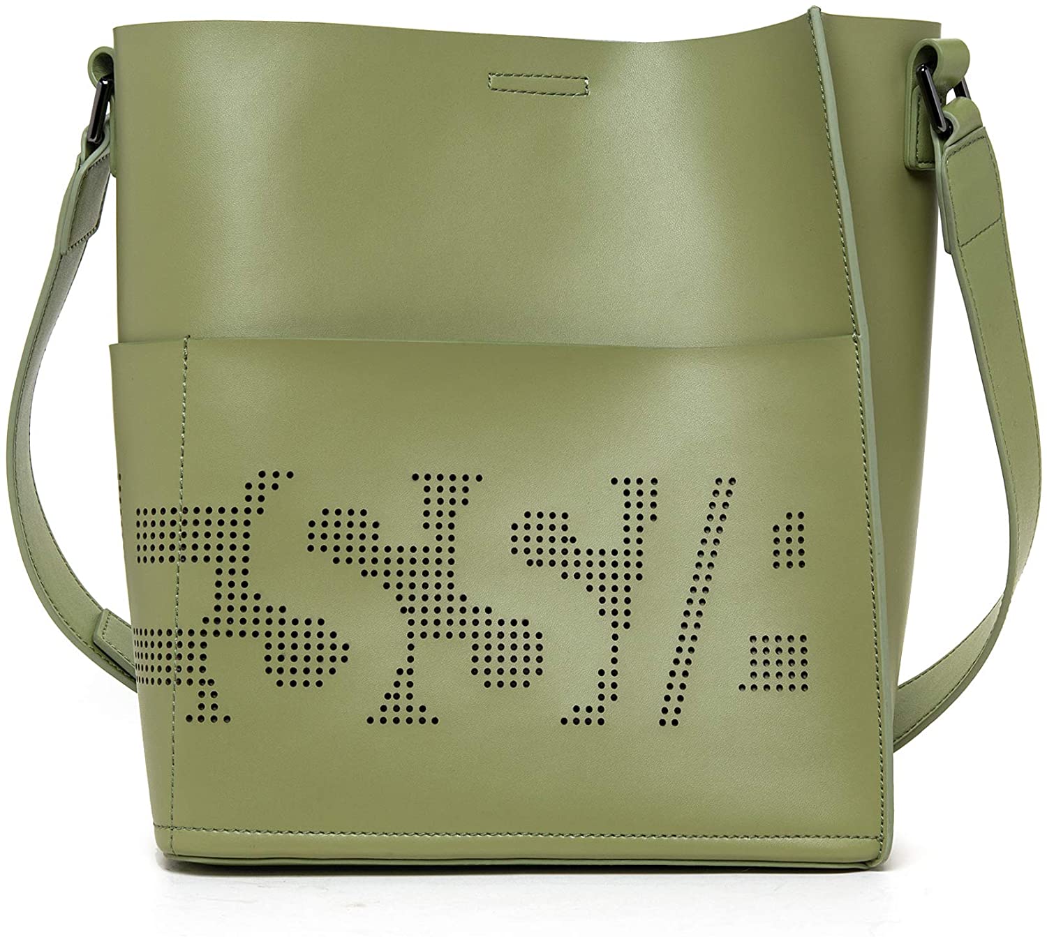 Price:$119.00 Jessie & Jane Shoulder Bag Genuine Leather Handbag Olive Color  Handbags   