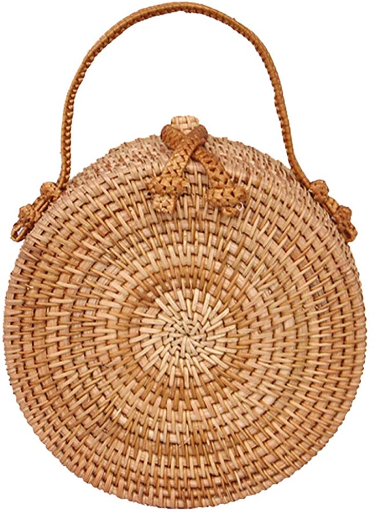 Price:$22.99    Women Straw Rattan Handbags Shoulder Bag Summer Beach Dual-use Crossbody Tote Bag  Clothing