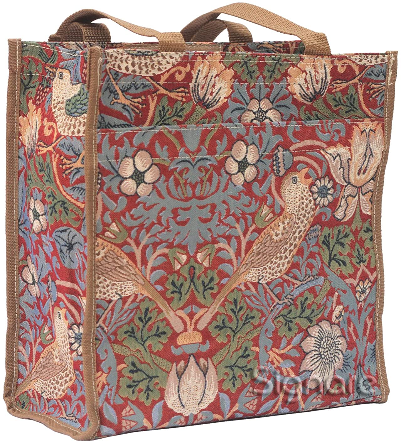 Price:$14.65 Signare Tapestry Shoulder Bag Shopping Bag for Women with William Morris Strawberry Thief Red (SHOP-STRD)  Handbags   