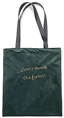 Price:$9.99 Vintage velvet embroidered shoulder bag Women Fashion Casual Tote Bag for Girls With Love Rewards the Brave  Handbags   