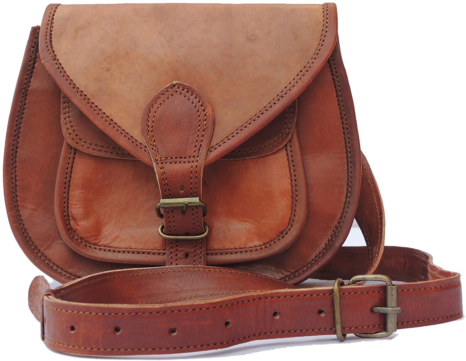 Price:$38.00 Shaurya Exports Ladies Leather Purse 9 Inch Cross Body Shoulder Sling Bag Vintage Style Purse Satchel Bag for Women, Brown, Small Size  Handbags   