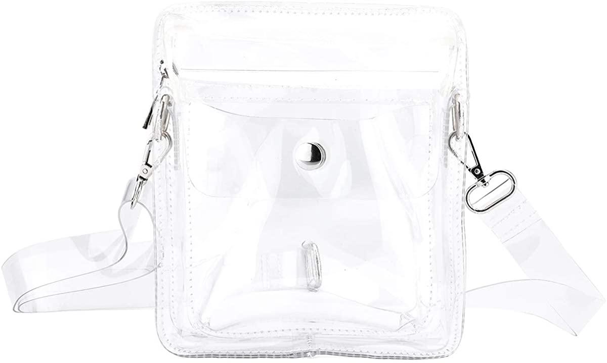 Price:$17.99 Clear Shoulder Bag Crystal Crossbody Purse Stadium Approved Phone Pouch Messenger for NCAA PGA NFL  Handbags   