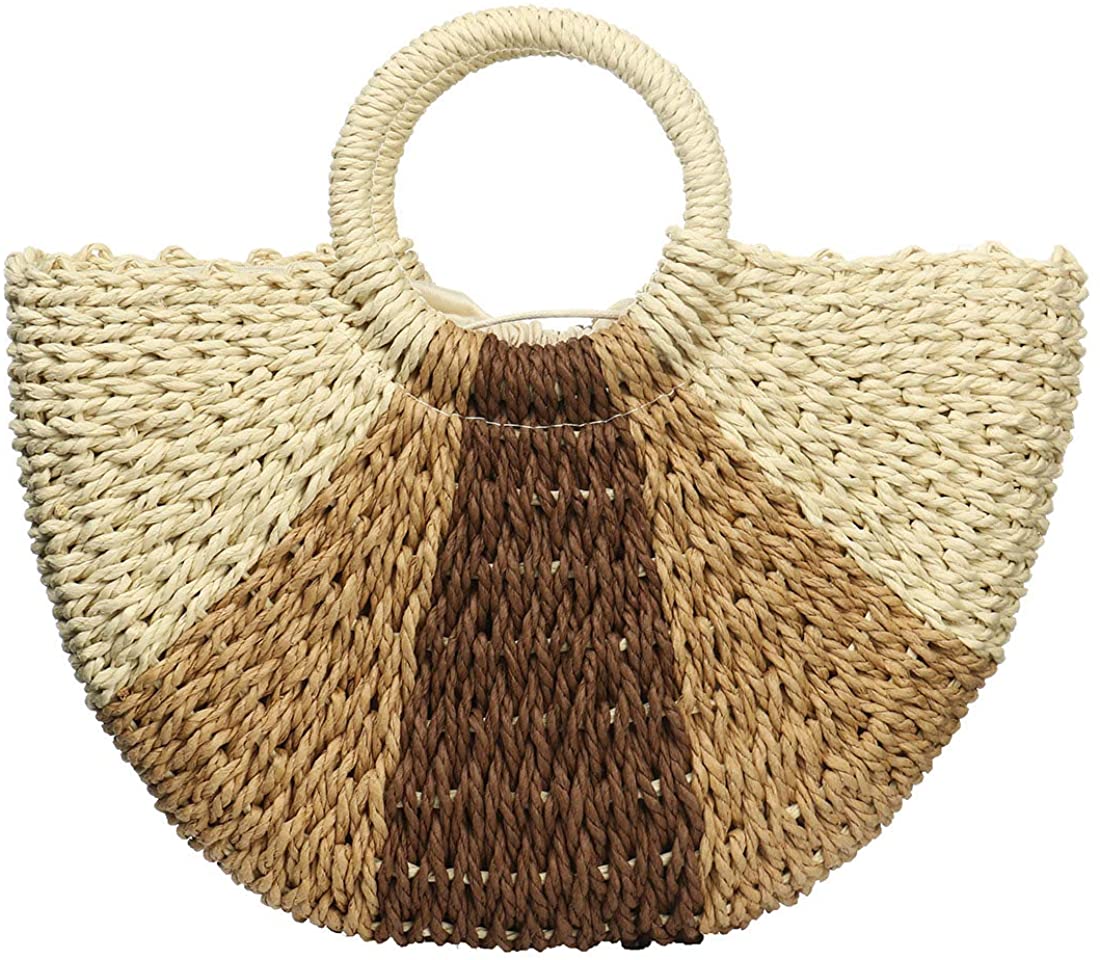 Price:$13.99    Large Hobo Tote Bag Straw Stripes Summer Beach Bag for Women Travel Shoulder Bag (Green stripes)  Clothing