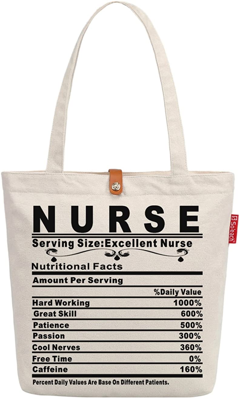 Price:$17.96    So'each Women's Excellent Nurse Gift Graphic Top Handle Canvas Tote Shoulder Bag  Clothing