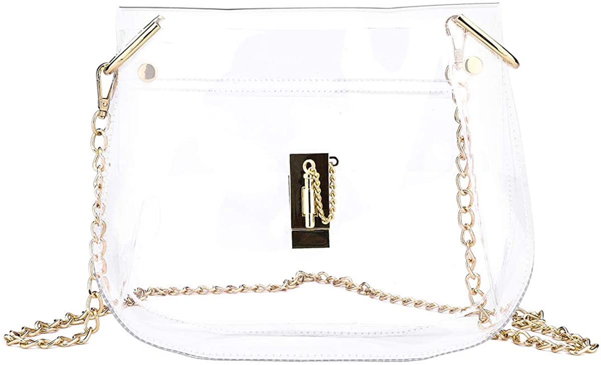 Price:$18.99 Clear Shoulder Bag Crystal Crossbody Purse Stadium Approved Phone Pouch Handbag for NCAA PGA NFL  Handbags   