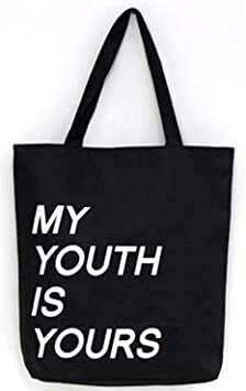 Price:$4.99    LILIA Canvas Tote Bag with a Variety of Designs, Essential Daily Tote, Spacious and Roomy Shoulder Bag (MY YOUTH)  Clothing