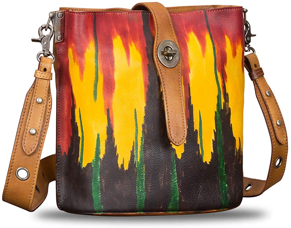 Price:$128.00    Genuine Leather Women Satchel Handmade Vintage Crossbody Bag Shoulder Purses for Ladies (Multicolor1)  Clothing