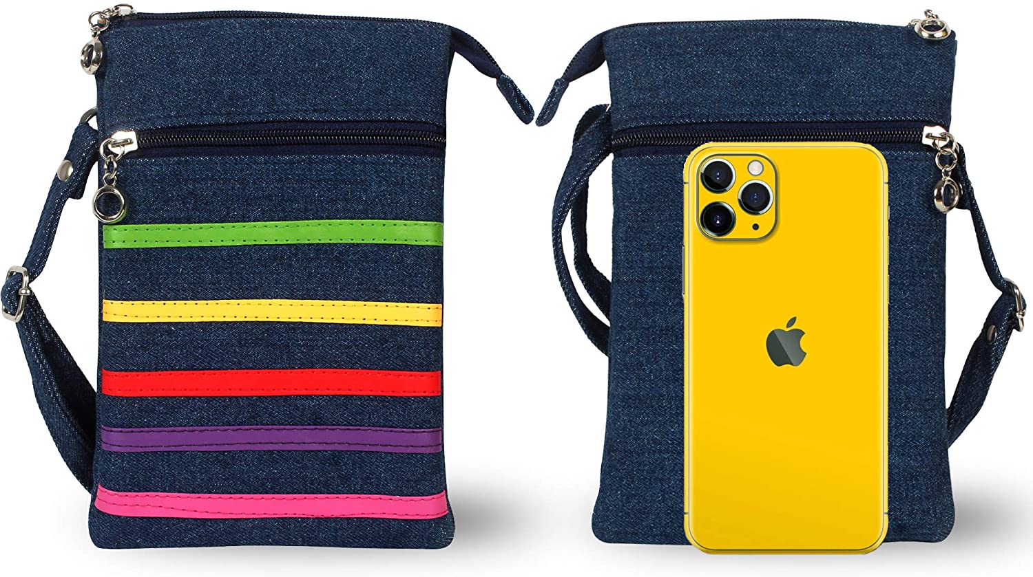Price:$15.99 b4bags Crossbody Cell Phone Bag for Women - Small Lightweight with Adjustable Shoulder Strap.Handmade with quality Cotton Denim Jeans. Can be used as Holder Case for Mobiles, Passport & small stuff.  Handbags   