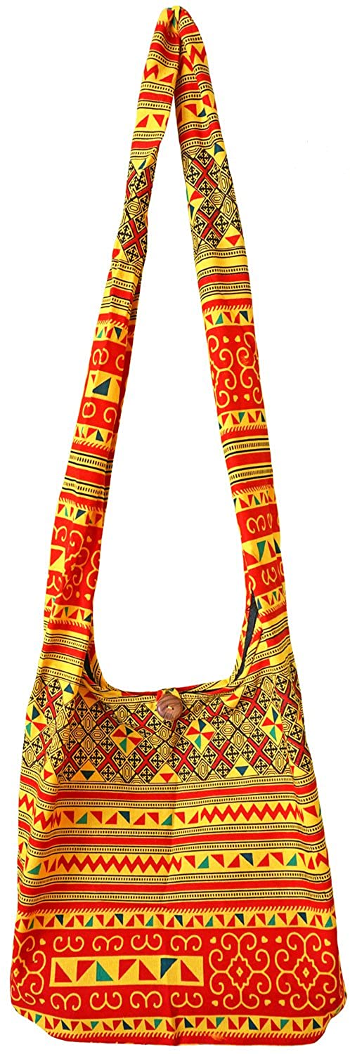 Price:$8.99 Artiwa Hippie Sling Crossbody Shoulder Bag and Purse for Women Zipper Geometric Print Yellow Valentines Birthday Mother Day Gift Idea  Handbags   