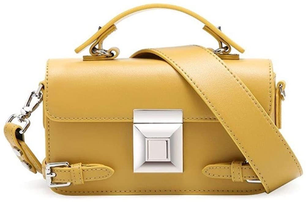 Price:$55.99 box shaped handbag yellow genuine leather premium quality real hide shoulder by ZAVI TORO (Yellow)  Handbags   