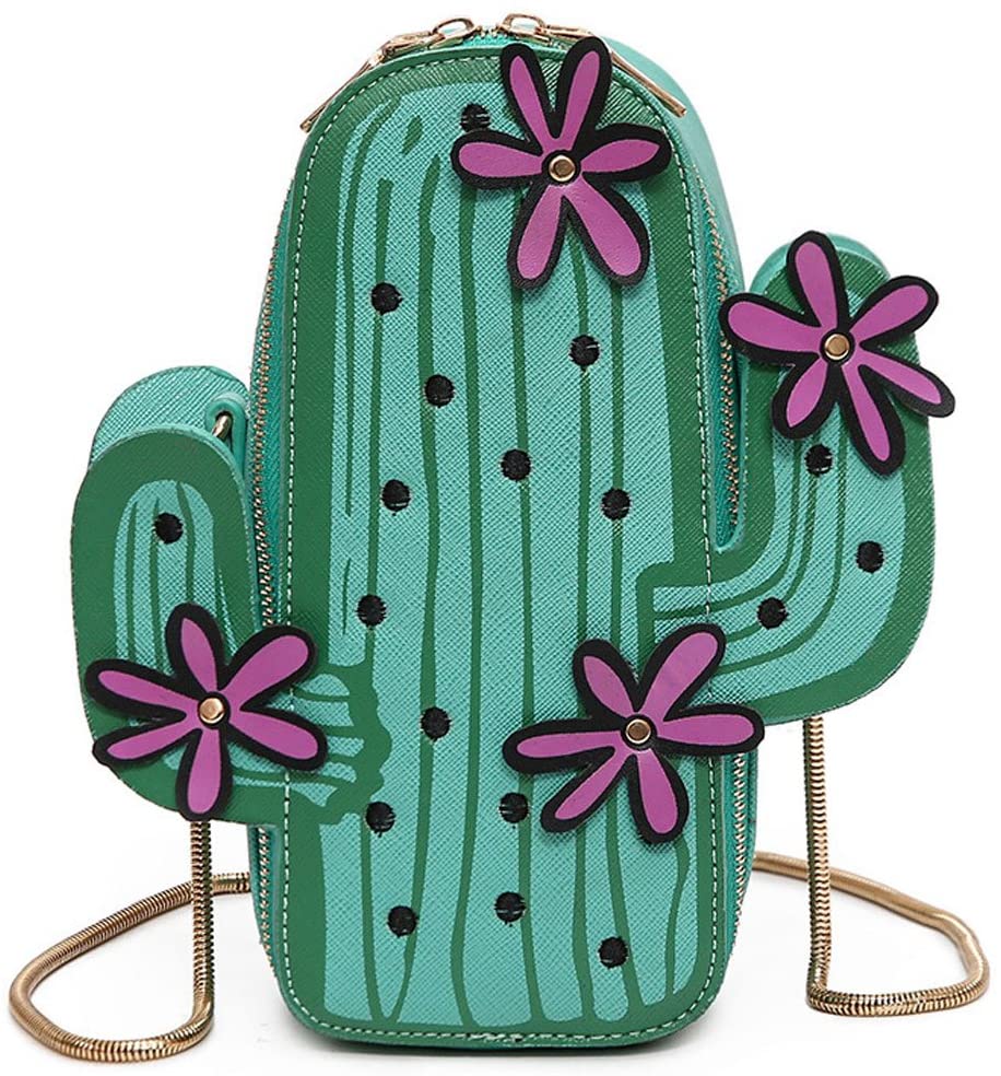 Price:$22.68    MILATA Women Cactus Shape PU Leather Mini Cross Body Bag Cute Purses Shoulder Chain Bag  Clothing