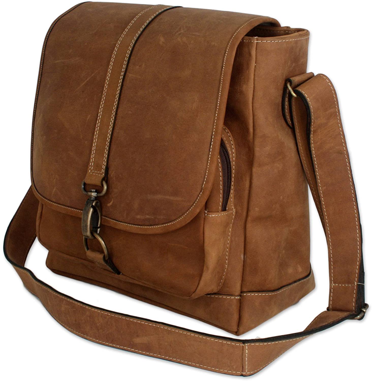 Price:$179.99 NOVICA Brown Leather Shoulder Bag with Adjustable Strap, Crazy Summer'  Handbags   