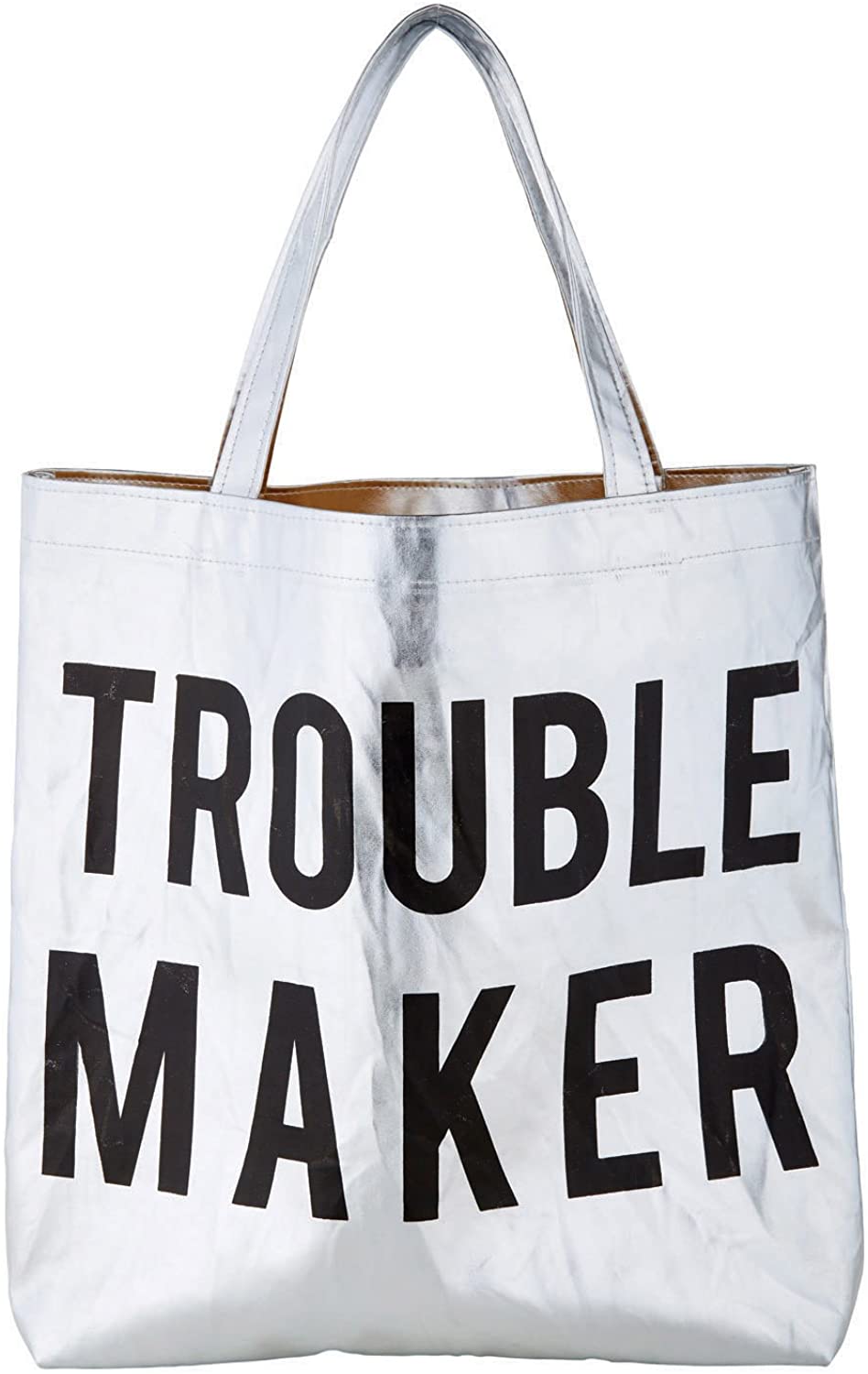 Price:$0.00    Trouble Maker Platinum 16 x 14.5 Inch Polycotton Shoulder Tote Bag  Clothing