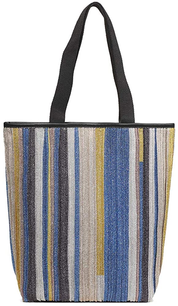 Price:$29.90    Colorful Stripes Tote Bag Glitter Sequin Shoulder Bags Fashion Canvas Handbag for Women Bulk Shopping Bag (Mix Blue)  Clothing