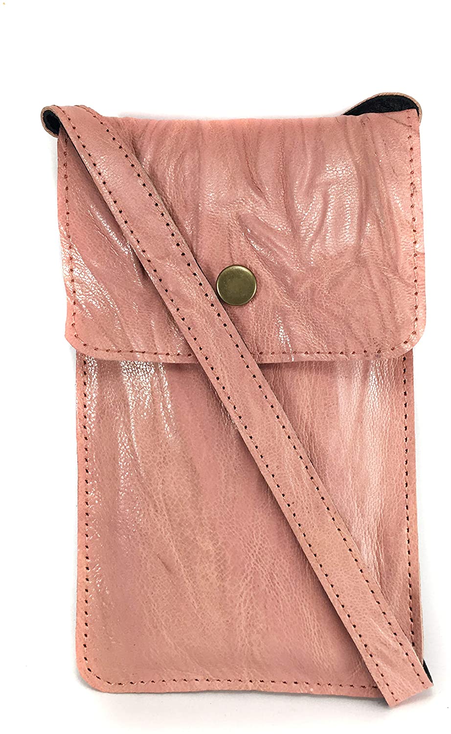 Price:$9.99    Chalk factory Natural Leather Crossbody Shoulder Bag Cellphone Pouch Wallet Bag (Glazed Pink)  Clothing