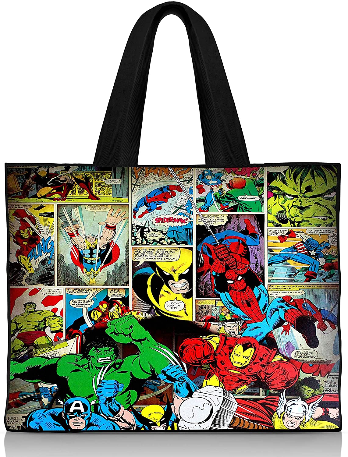 Price:$23.56    Comic Superheroes Shoulder Handbags Canvas Tote Bag - 15.5 x 12.5 x 3.5 Inches  Clothing