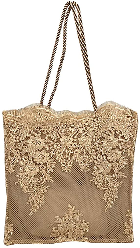 Price:$24.99    Women Flower Embroidery Tote Frosted Silk Straw Bag Summer Seaside Travel Vacation Beach Bag Shoulder Retro Lace Handbag New, Brown, 33cm8cm36cm /13"3"14"  Clothing
