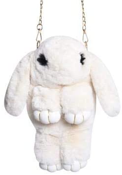 Price:$13.99 Plush Bunny Faux Rabbit Fur Crossbody Handbag Shoulder Sling Bag w/Gold Chain  Handbags   
