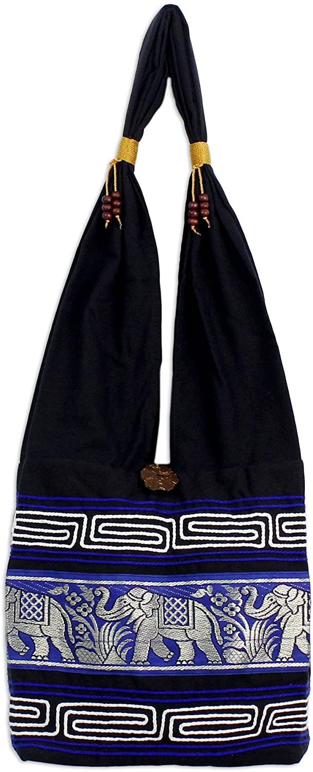 Price:$23.99    NOVICA Blue Elephant Cotton Sling Cross Body Handbag, Elephant Blues'  Clothing
