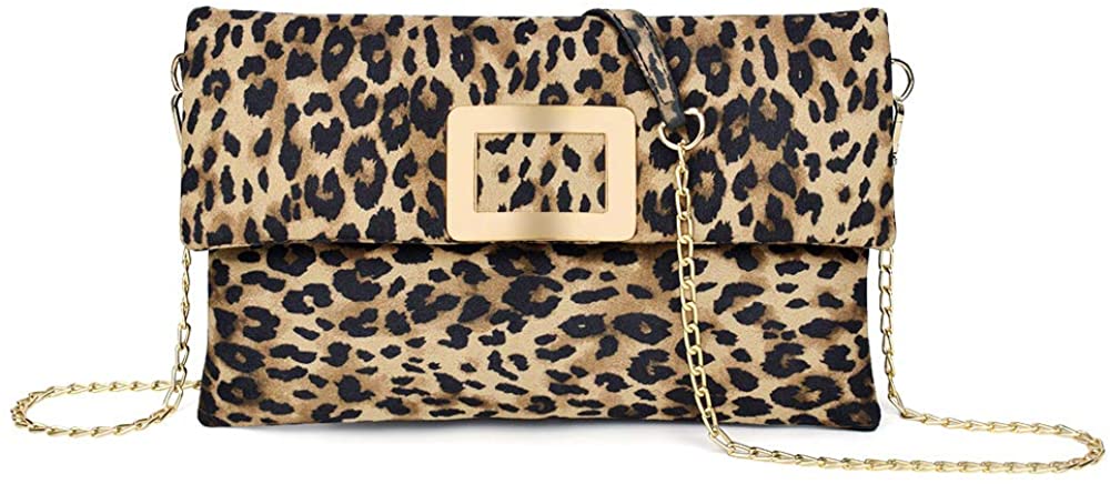 Price:$26.99    LifeMate Leopard Clutch Shoulder Crossbody Foldover Wristlet Bag for Women Ladies Girls PU Faux Suede Leather (Khaki)  Clothing