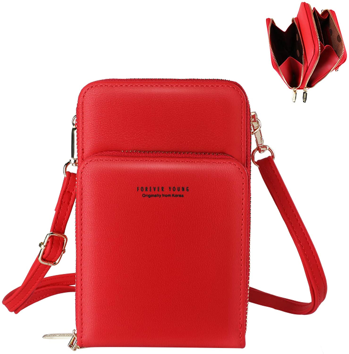 Price:$15.99 YOOMALL Small Crossbody Bag Cellphone Phone Purse Wallet Shoulder Bag for Women Roomy Lightweight (Red)  Handbags   