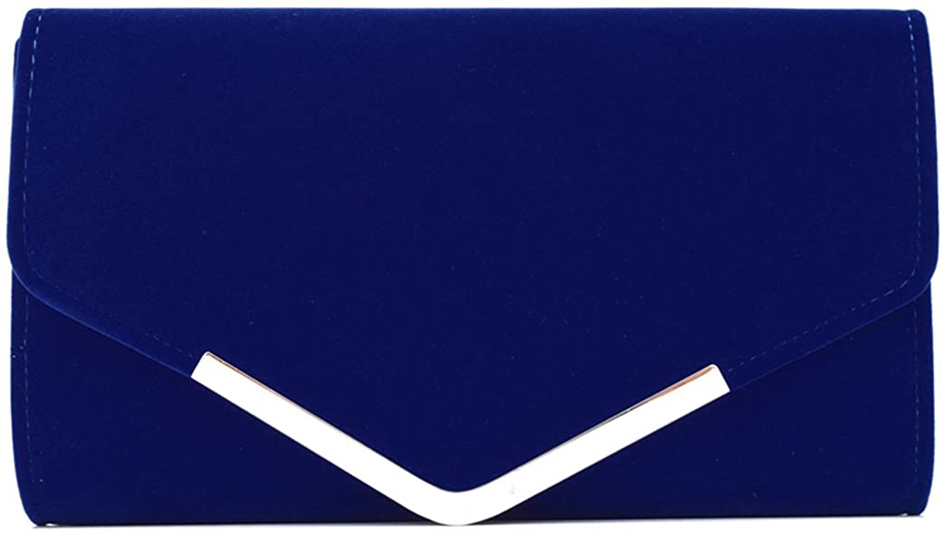 Price:$13.99 U-Story Womens Velvet Bridal Clutch Evening Prom Wedding Shoulder Chain Bag Handbag (Royal Blue)  Handbags   