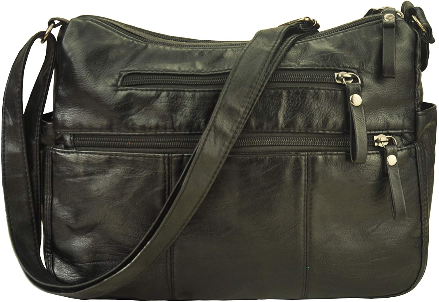 Price:$18.99 Volcanic Rock Women Crossbody Bag Pocketbooks Soft PU Leather Purses and Handbags Multi Pocket Shoulder Bag (Black-11.8")  Handbags   