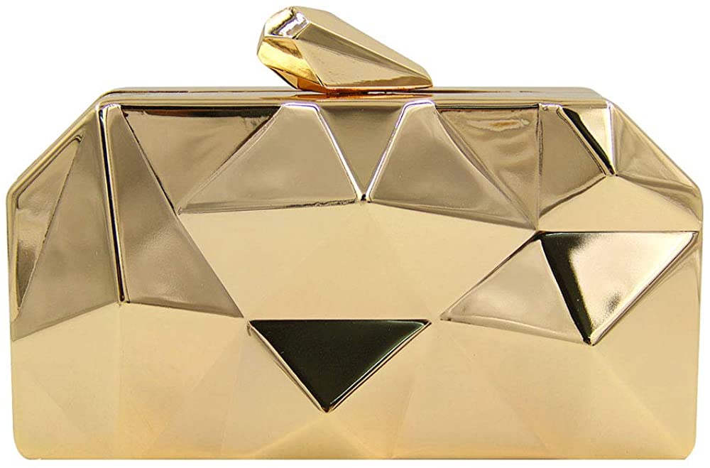 Price:$27.99 ZLMBAGUS Women Small Evening Handbag Clutch Handy Evening Bag Chain Shoulder Mini Bag Purse Gold  Handbags   