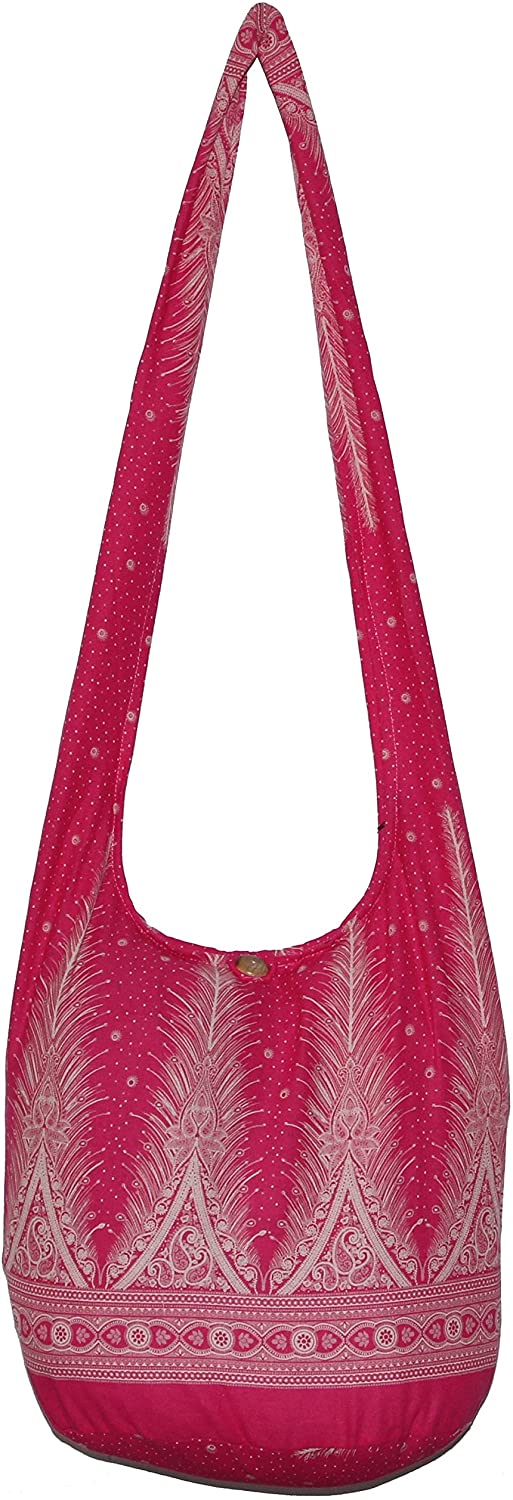 Price:$18.99    Peacock Tail Bohemian Hippie Hobo Boho Big Crossbody Shoulder Bag 39" (Pink)  Clothing