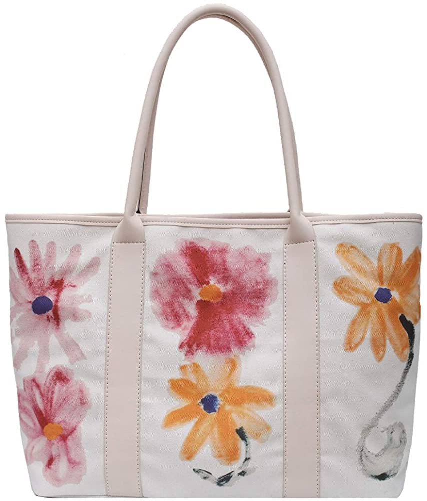 Price:$19.99    Canvas Handbag, Ladies Casual Shoulder Bag Shopping Bag (White)  Clothing