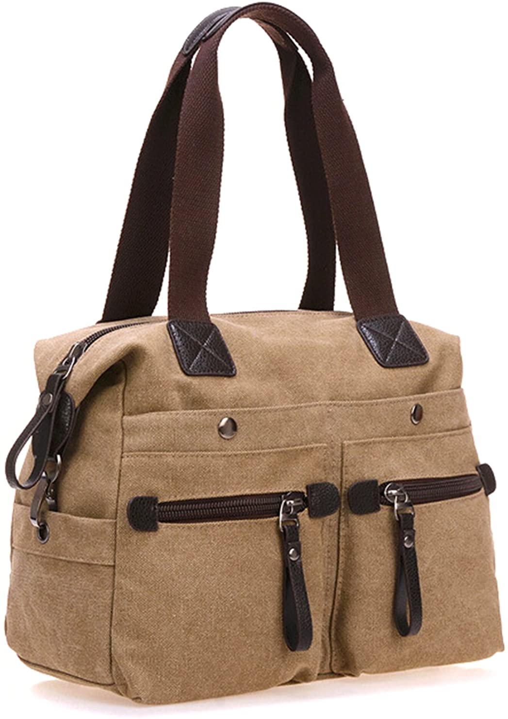 Price:$15.99    MOLLYGAN Women's Casual Canvas Top-Handle Bag Tote Handbag Vintage Weekender Shoulder Bag Khaki  Clothing