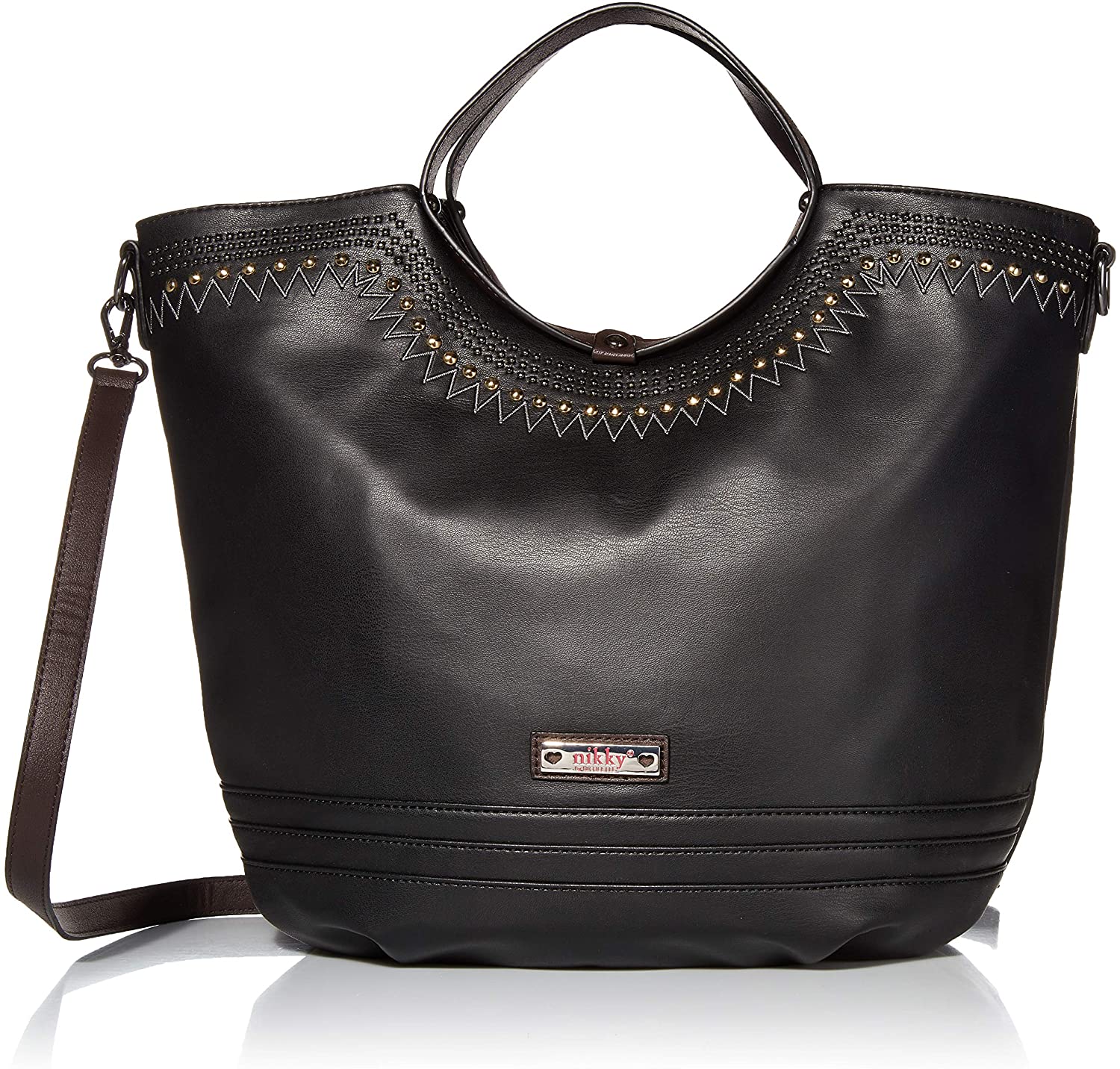 Price:$26.89   | Nikky Women's Casual Black Large Zipper Closure Tote Shoulder Bag, One Size | Travel Totes