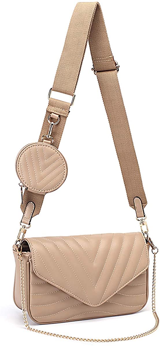Price:$30.99 Small Quilted Crossbody Bags for Women Purses and Handbags with Coin Purse (Khaki)  Handbags   