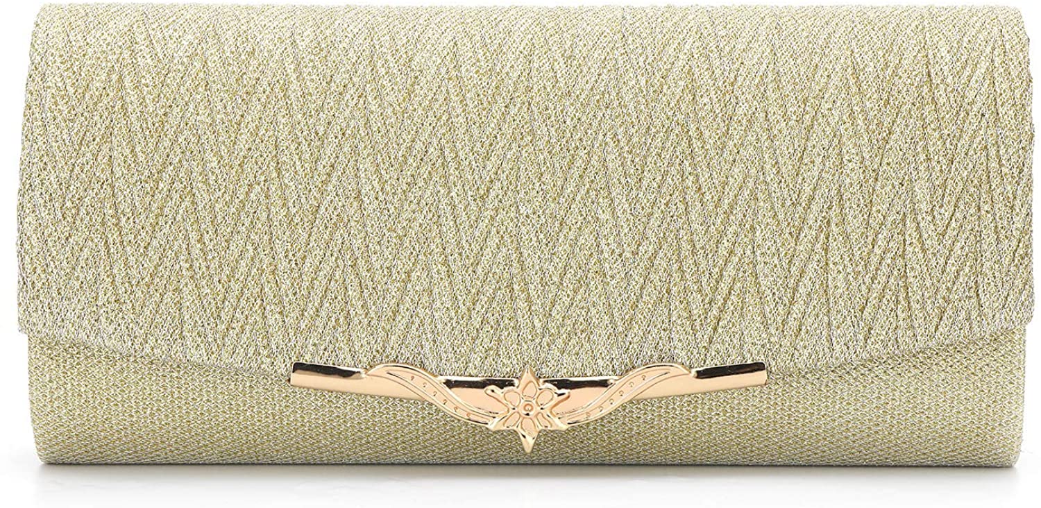 Price:$17.99 CUCTACBCT Sparkling Envelope Clutch Purses for Women Evening Bags and Clutches Party Shoulder Crossbody Handbags, Gold  Handbags   