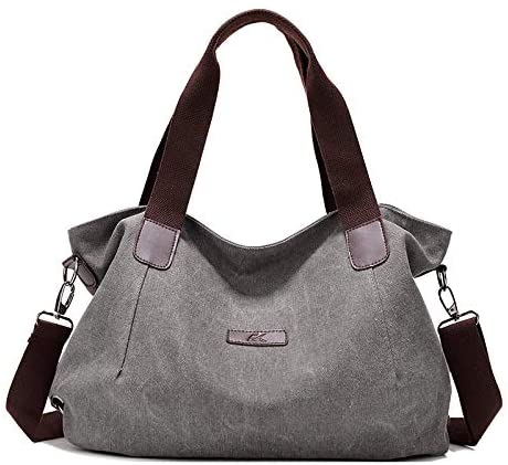 Price:$32.99 Fashion New Literary Large Capacity Simple Casual Women's Shoulder Cross body Handbags Hand Canvas bag (Gray)  Handbags   