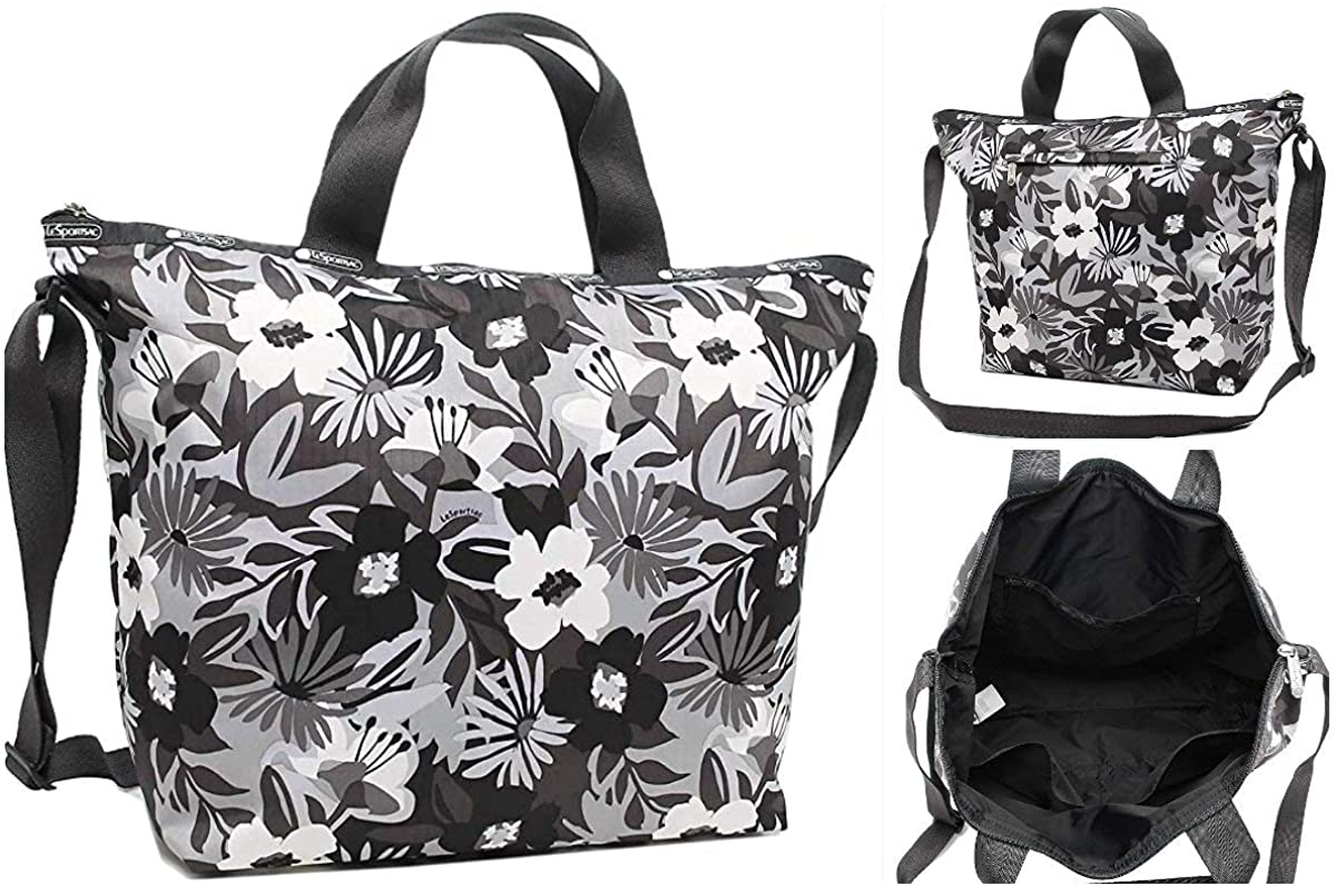 Price:$56.99    LeSportsac Alameda Night Deluxe Easy Carry Tote Crossbody + Top Handle Handbag, Style 2431/Color F637, Black, Grey, White & Silver Modern Floral  Clothing