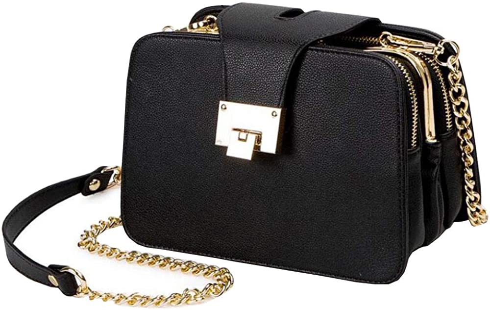 Price:$18.99 Women's PU Leather Shoulder Bag Small Crossbody Bag Handbag Purse with Chain strap  Handbags   