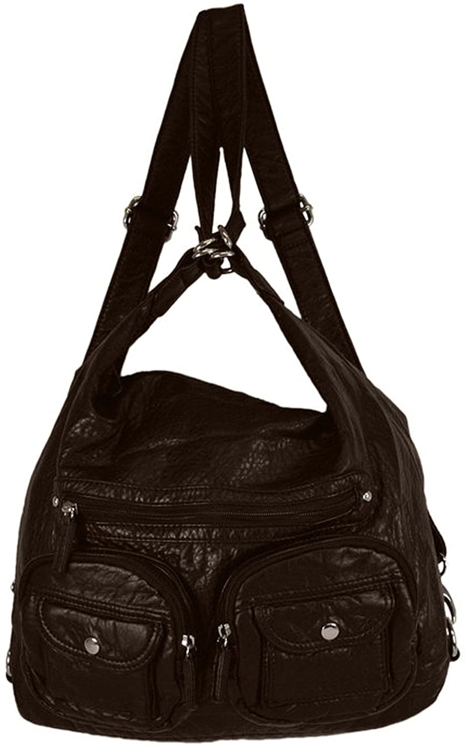 Price:$44.99    Convertible Purse - Both Backpack and Shoulder Bag in Soft Vegan Leather Chocolate Brown  Clothing