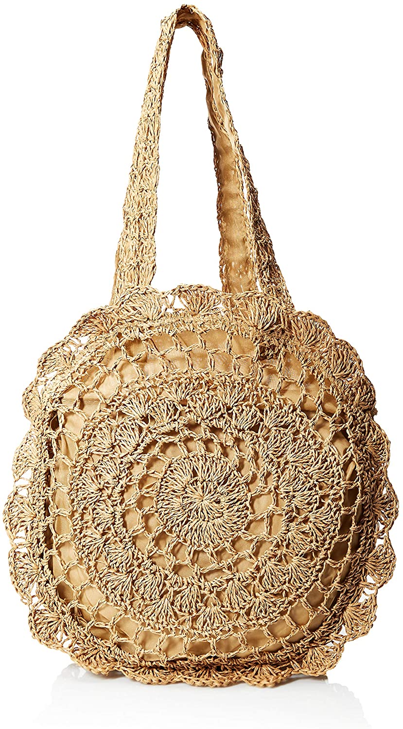 Price:$20.99    Women's Straw Handbag Summer Beach Tote Shoulder Bag in Natural Chic Design  Clothing