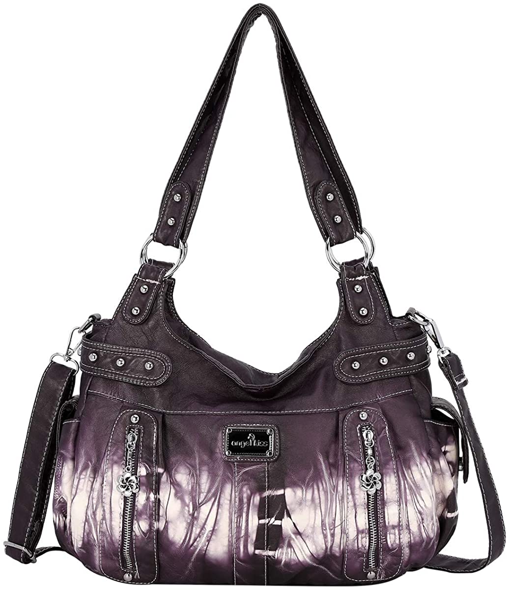 Price:$39.99    Handbag Hobo Women Handbag Roomy Multiple Pockets Street ladies' Shoulder Bag Fashion PU Tote Satchel Bag for Women (AK812-2Z Pink) (AK19244-3Z Purple)  Clothing
